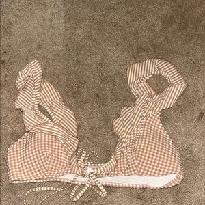 Aerie Brown and White Bikini Top Size Small